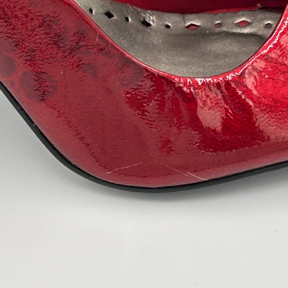 BCBGirls Patent Leather Peep Toe‎ Stiletto Heels Women's Size 8.5 Red